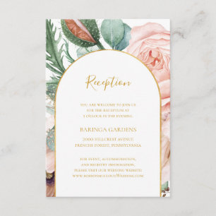 Cartão De Informações Jardim Floral Elegante Blush   Recepção de casam