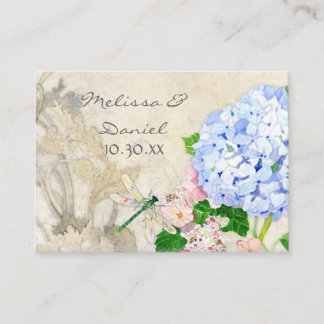 Cartão De Informações Jardim Inglês, Blue n Pink Hydrangeas Watercolor