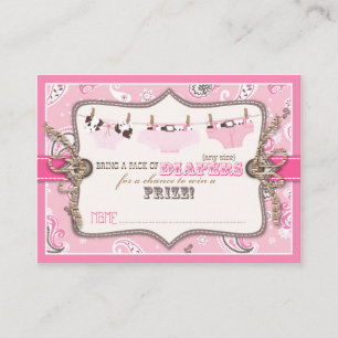 Cartão De Informações Jeans da vaqueira e bilhete do Raffle da fralda do