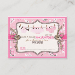 Cartão De Informações Jeans de vaquinha e bilhete de Fralda de Tutu Raff