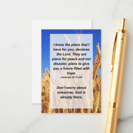 Cartão De Informações Jeremiah 29:11 Eu sei os planos que tenho para voc
