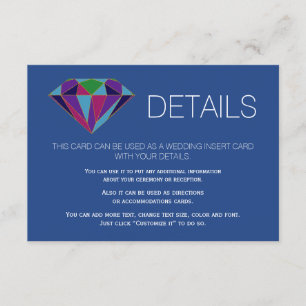 Cartão De Informações Jewel gemstone detalhes do casamento inserindo sol