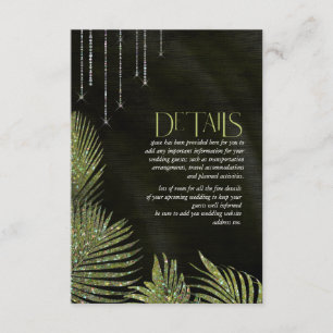 Cartão De Informações Jewel Palm Leaf Wedding Details Green ID830
