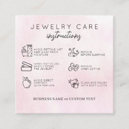 Cartão De Informações JewelCare Obrigado A Pink Watercolor Business