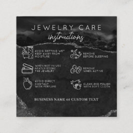 Cartão De Informações Jewelcare Obrigado Black Silver Agate Business