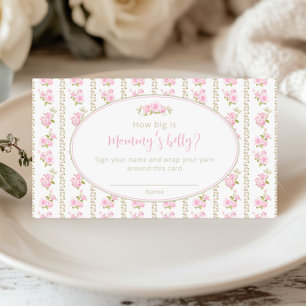Cartão De Informações Jogo da Barriga da Mamãe Floral Vintage Romântico