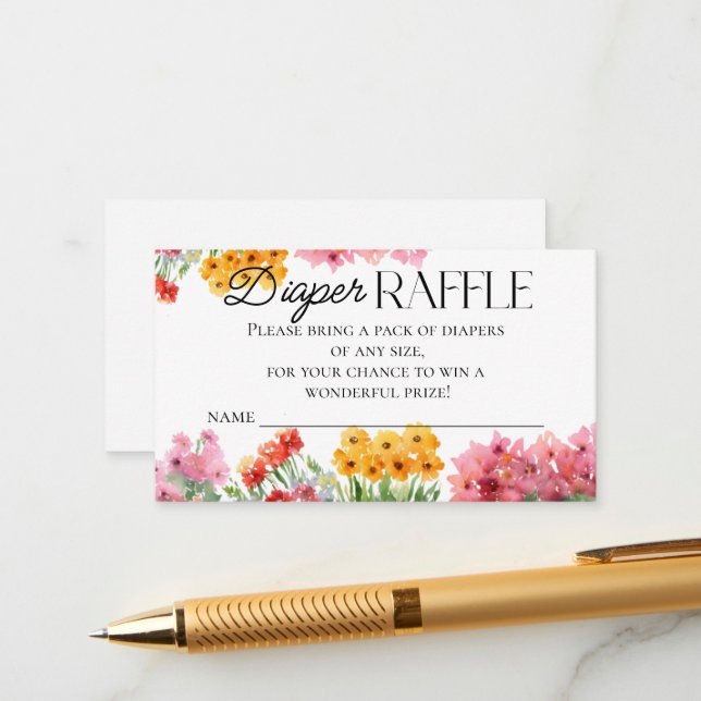 Cartão De Informações Jogo da Fralda de Raffle Flower Market (Frente/Verso In Situ)