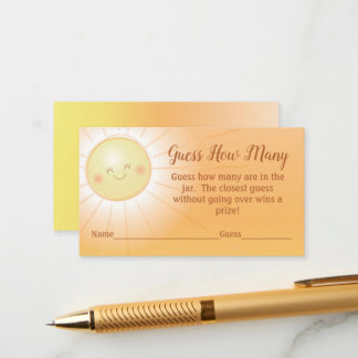 Cartão De Informações Jogo de adivinhação do Chá de fraldas Sunshine