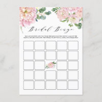 Jogo de Bingo de Chá de Noiva com Rosas em Aquarel