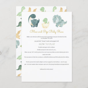 Cartão De Informações Jogo de Chá de fraldas do Dinossauro de Aquarela