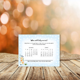 Cartão De Informações Jogo de Chá de Previsão de Vencimento do Bebê Azul