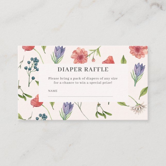 Cartão De Informações Jogo de espingarda de fralda de flor selvagem (Frente)