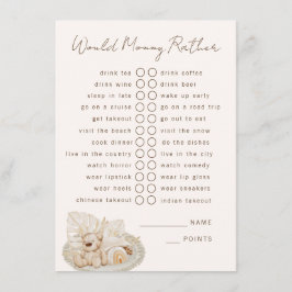 Cartão De Informações Jogo de Festa da Mamãe ou Preferiria