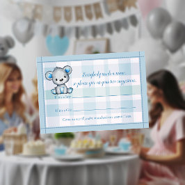 Cartão De Informações Jogo de Nomes Urso Bonito Menino Jogo de Chás de B