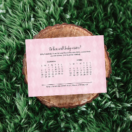 Cartão De Informações Jogo de Previsão de Chegada do Bebê Rosa Tan Bunny