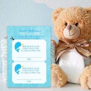 Cartão De Informações Jogo de Raffle Fralda Narwhal Azul