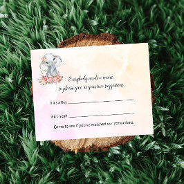 Cartão De Informações Jogo de Sugestões do Nome do Chá de fraldas Elefan