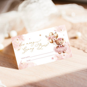 Cartão De Informações Jogo do Chá de fraldas do Balão do Urso de Teddy