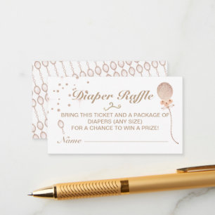 Cartão De Informações Jogo do Chá de fraldas Raffle, Fralda Dourada, Gi