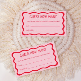 Cartão De Informações Jogo Retro Rosa Guess How Many Kisses