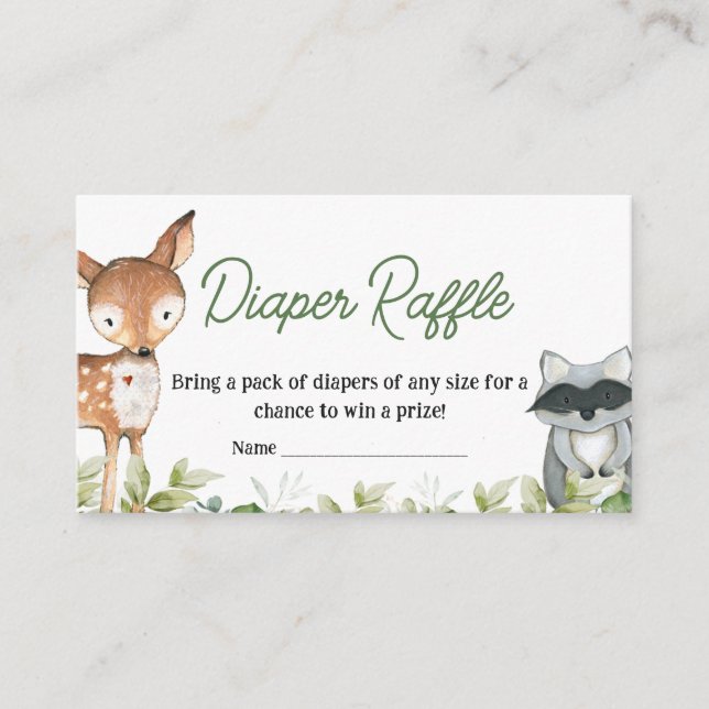 Cartão De Informações Jungle Safari Animals Baby Shower Diaper Raffle (Frente)