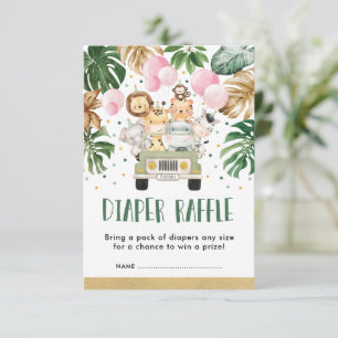 Cartão De Informações Jungle Safari Rosa Balão Rosa Fralda Rapariga Raff
