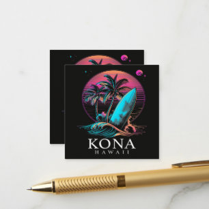 Cartão De Informações Kona Havaí Prancha de Surf Havaiana Vintage
