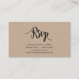 Cartão De Informações Kraft Rústico Moderno, Fonte Preta, Responder RSVP
