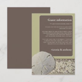 Cartão De Informações Lace de areia dólar, Detalhe de Casamento de Praia