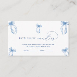 Cartão De Informações Laço Azul Empoeirado Jogo Adivinhe Quantos Doces