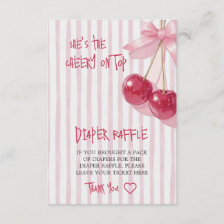 Cartão De Informações Laço Vermelho Rosa Cereja Fralda Sorteio Chá de Be
