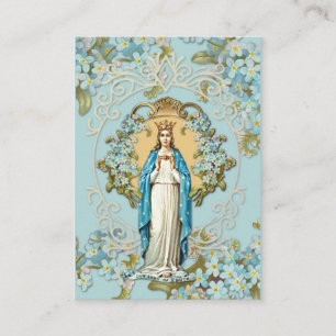 Cartão De Informações Lady Knock Virgin Mary Prayer Floral