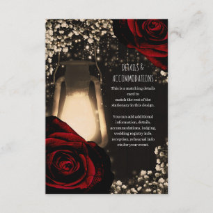 Cartão De Informações Lâmpada Rustic Glow com Rosas Vermelhas Escuras De