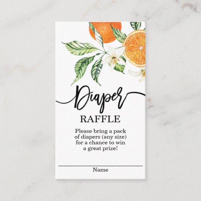Cartão De Informações Laranja Cuties Fralda Raffle (Frente)