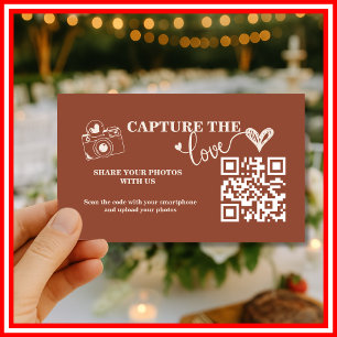Cartão De Informações Laranja Queimada Rústica Capture O Amor QR Casamen