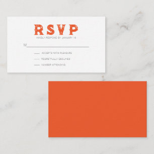 Cartão De Informações Laranja Vermelho Intenso Rústico Moderno RSVP