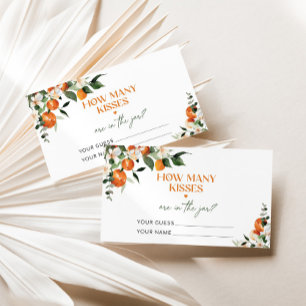 Cartão De Informações Laranjas cítricas adivinhe quantos beijos jogo de 