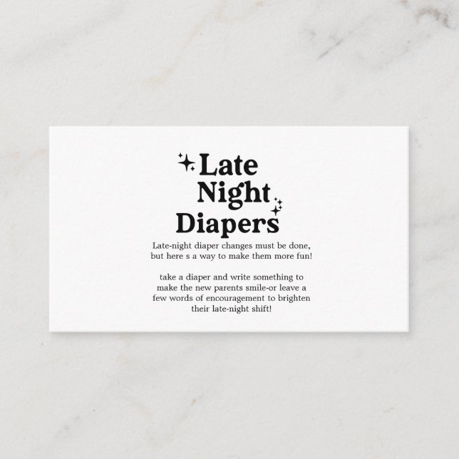 Cartão De Informações Late Night Diapers Sign, Diaper Thoughts Sign, (Frente)