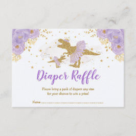 Cartão De Informações Lavanda Dourada Dinossaur Ballerina Fralda Raffle