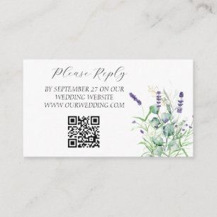 Cartão De Informações Lavanda Eucalyptus Watercolor Flowers Casamento