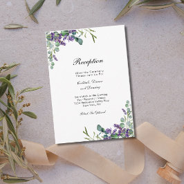 Cartão De Informações Lavanda Eucalytus Floral Recepção de casamento
