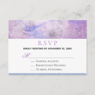 Cartão De Informações *~* Lavanda Floral RSVP Elegante de Glitter Azul
