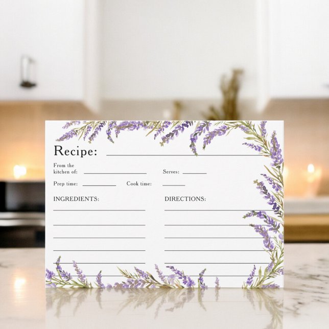 Cartão De Informações Lavanda Queda da receita floral de bridal de aquar (Lavender Fall floral watercolor bridal recipe Enclosure Card)