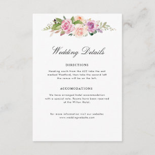 Cartão De Informações Lavanda roxo e blush detalhes do casamento floral