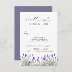 Cartão De Informações Lavanda Verde Lilac Purple Lila Wedding RSVP E