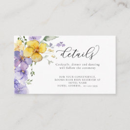 Cartão De Informações Lavanda Yellow Purple Flowers Detalhes de Casament