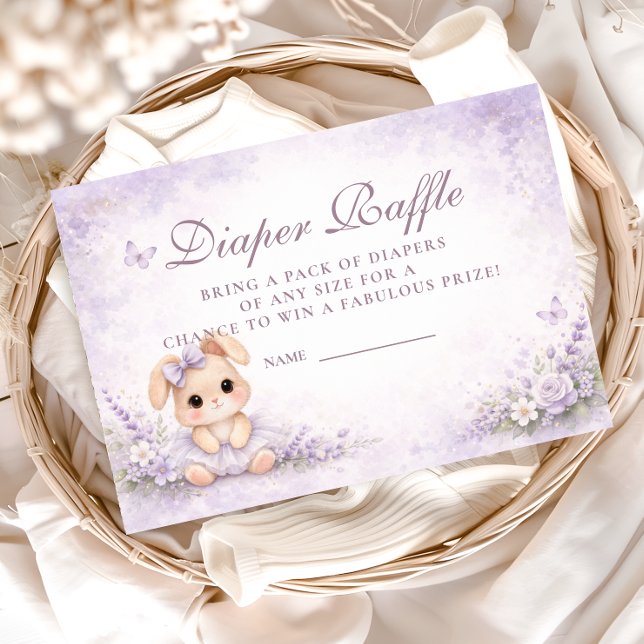 Cartão De Informações Lavender Bunny Floral Diapper Raffle (Criador carregado)