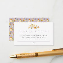 Lavender Floral Diaper Raffle Card | Vintage Pram