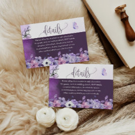 Cartão De Informações Lavender Floral Wedding Details Insert