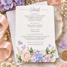 Lavender Hydrangea Blush Rose Wedding Details